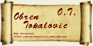 Obren Topalović vizit kartica